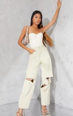 Washed Stone Baggy Low Rise Ripped Boyfriend Jeans