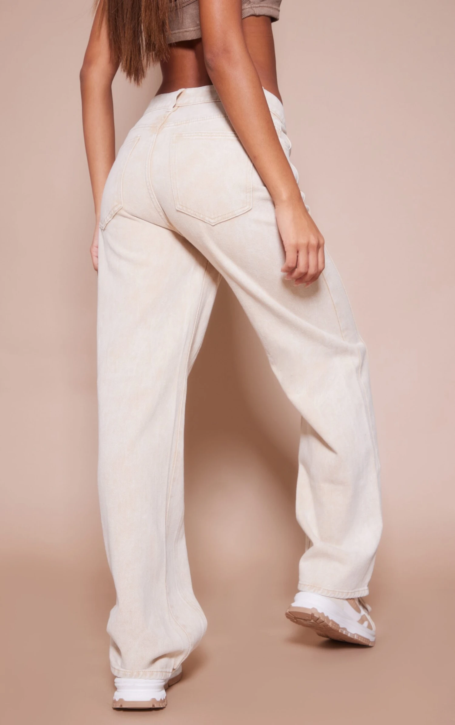 Washed Stone Panelled Seam Detail Straight Leg Jeans 4 Washed Stone Panelled Seam Detail Straight Leg Jeans - Image 4
