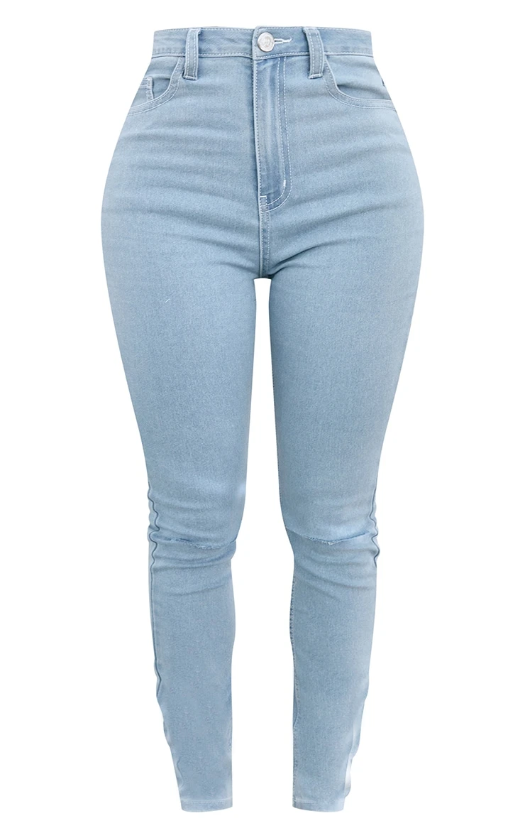 PRETTYLITTLETHING Shape Light Blue Wash Knee Rip Skinny Jeans 6 PRETTYLITTLETHING Shape Light Blue Wash Knee Rip Skinny Jeans - Image 6