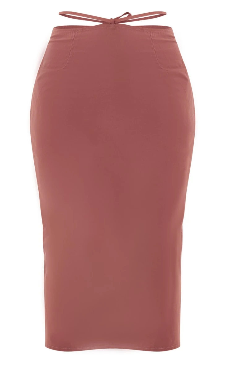 Brown Woven Tie Waist Midi Skirt 5 Brown Woven Tie Waist Midi Skirt - Image 5