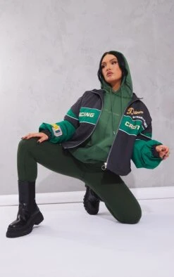 Green Oversized Slogan Zipped Racer Bomber Jacket -Modern Wear Boutique 97971f8656be6050eabc784ee4d7b940de9cd80d cnb5034 3