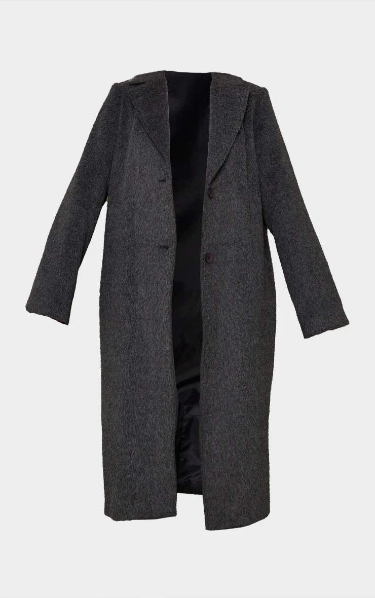 Grey Brushed Wool Look Longline Coat 5 Grey Brushed Wool Look Longline Coat - Image 5