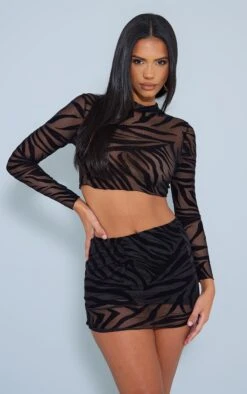 Black Zebra Devore Ruched Mini Skirt -Modern Wear Boutique 9a0412e5d2dd1d190b60977b95d31faabe609216 cna9401 4