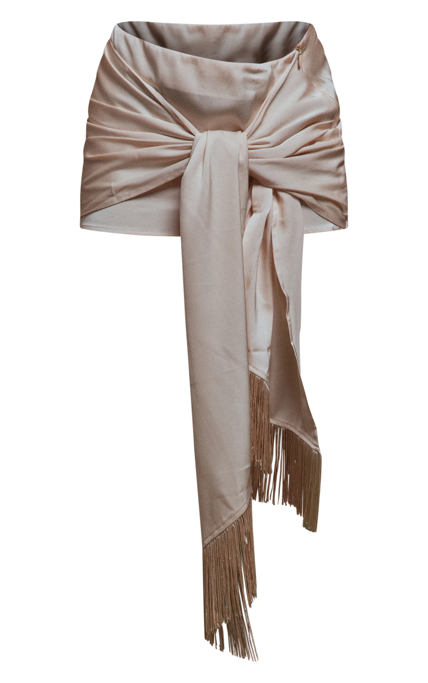 Cream Satin Tassel Front Mini Skirt 5 Cream Satin Tassel Front Mini Skirt - Image 5