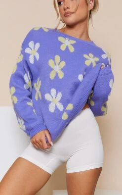 Purple Flower Brushed Knit Oversized Jumper -Modern Wear Boutique 9c895c556df3c419c69ca9793566ab3bf6228296 cnb8399 4