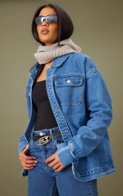 Tall Mid Blue Wash Denim Jacket