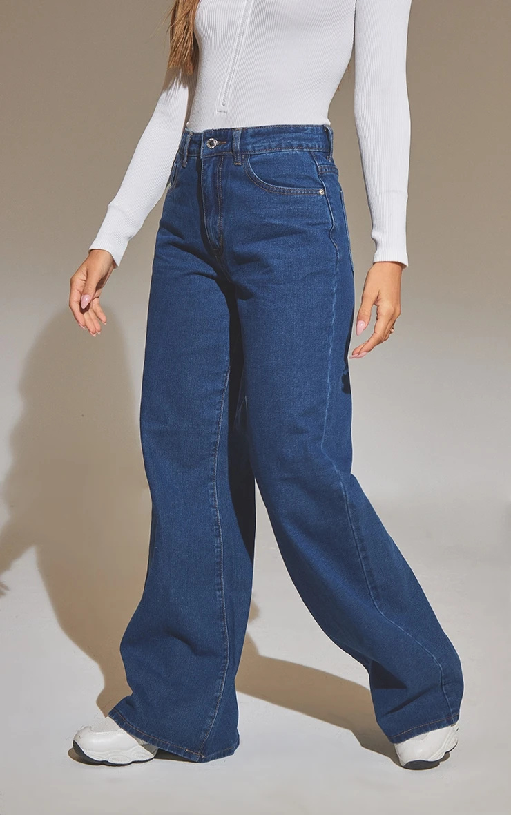 Indigo Blue Wash Lightweight Wide Leg Jeans 2 Indigo Blue Wash Lightweight Wide Leg Jeans - Image 2