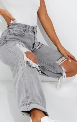 PRETTYLITTLETHING Washed Grey Open Knee Ripped Turn Up Boyfriend Jeans -Modern Wear Boutique a13b821de4c5952ca7e95927ed9c8a9dce15cfa6 cmm4760 4