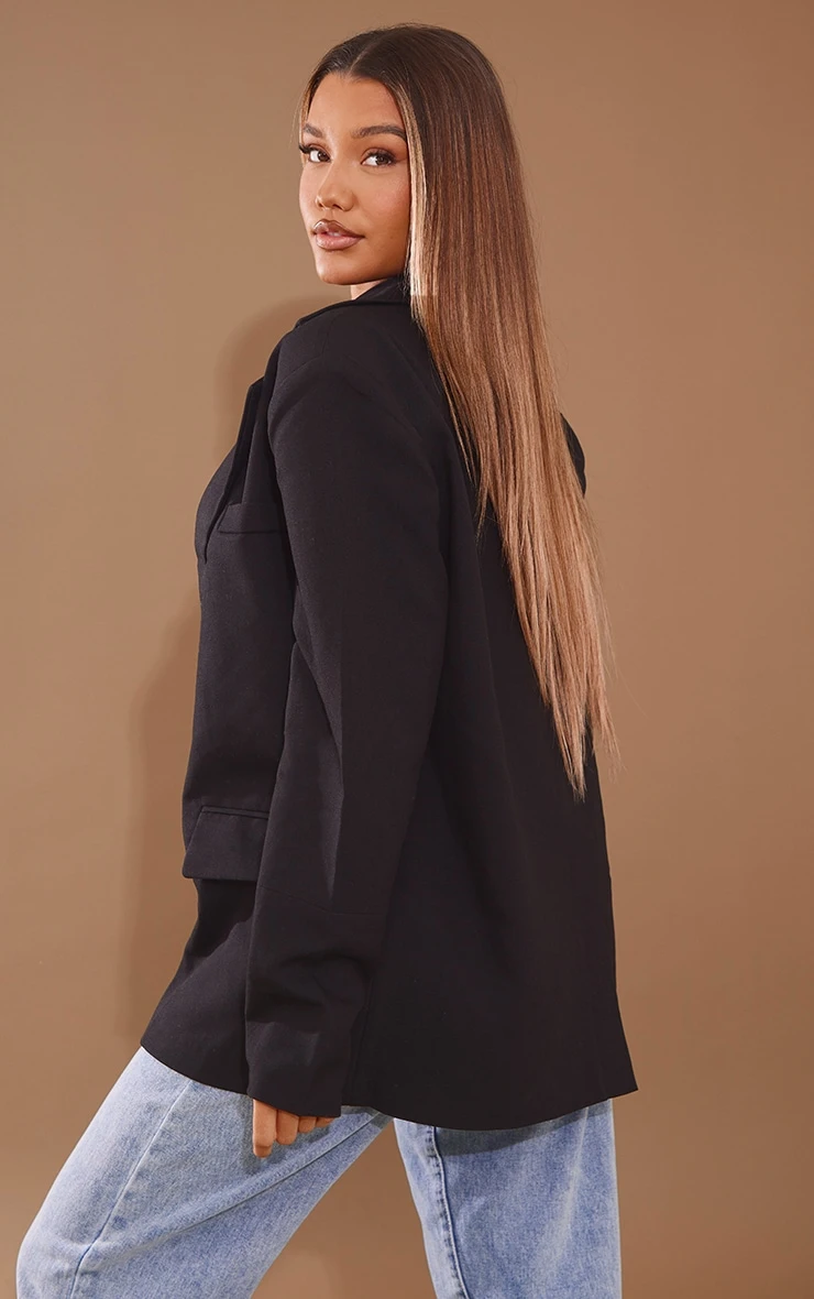 Black Boxy Oversized Drop Shoulder Dad Blazer 2 Black Boxy Oversized Drop Shoulder Dad Blazer - Image 2