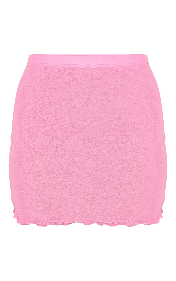 Bright Pink Burnout Mesh Frill Edge Micro Mini Skirt 6 Bright Pink Burnout Mesh Frill Edge Micro Mini Skirt - Image 6