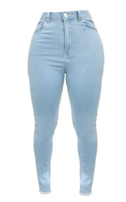PRETTYLITTLETHING Shape Light Blue Wash High Waist Fray Hem Skinny Jeans -Modern Wear Boutique a4a5218cb49c12a35f78cb76079d8562e023f383 cmu4725 5