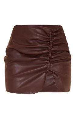 Chocolate Brown Faux Leather Ruched Front Mini Skirt -Modern Wear Boutique a5afdb46187d01d9e94a1041a6ea7cf78da2adf9 cmt1925 6
