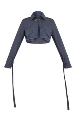 Charcoal Woven Raw Hem Buckle Trim Cropped Blazer 9 Charcoal Woven Raw Hem Buckle Trim Cropped Blazer -Modern Wear Boutique a5b6b59203f438a31231ab5cce399114a5e59fae cna0706 5