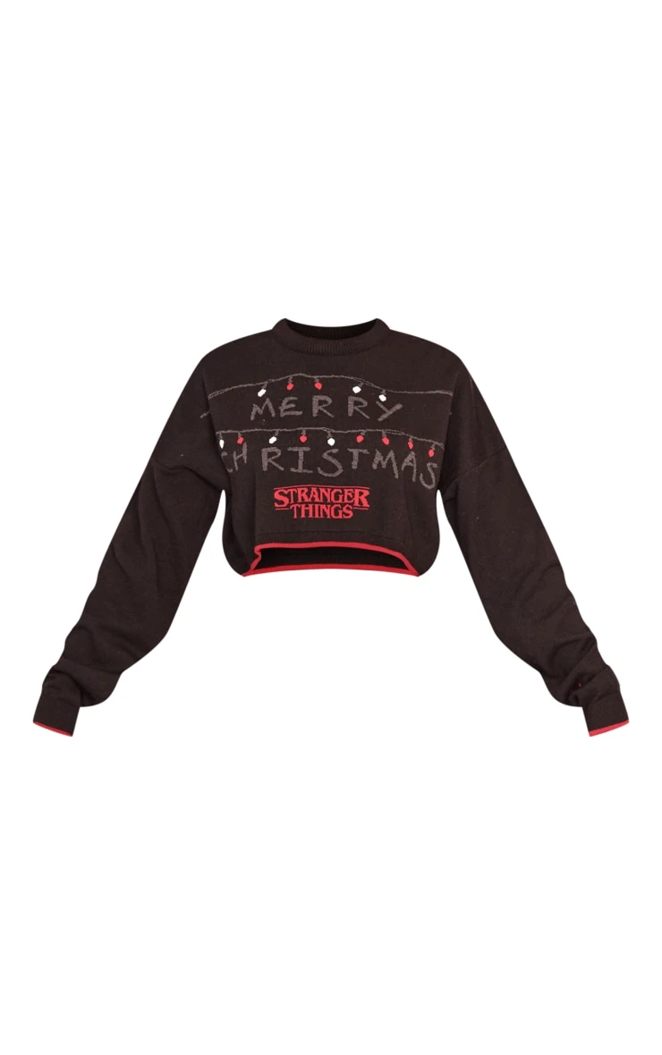 Black Stranger Things Christmas Knit Jumper 5 Black Stranger Things Christmas Knit Jumper - Image 5