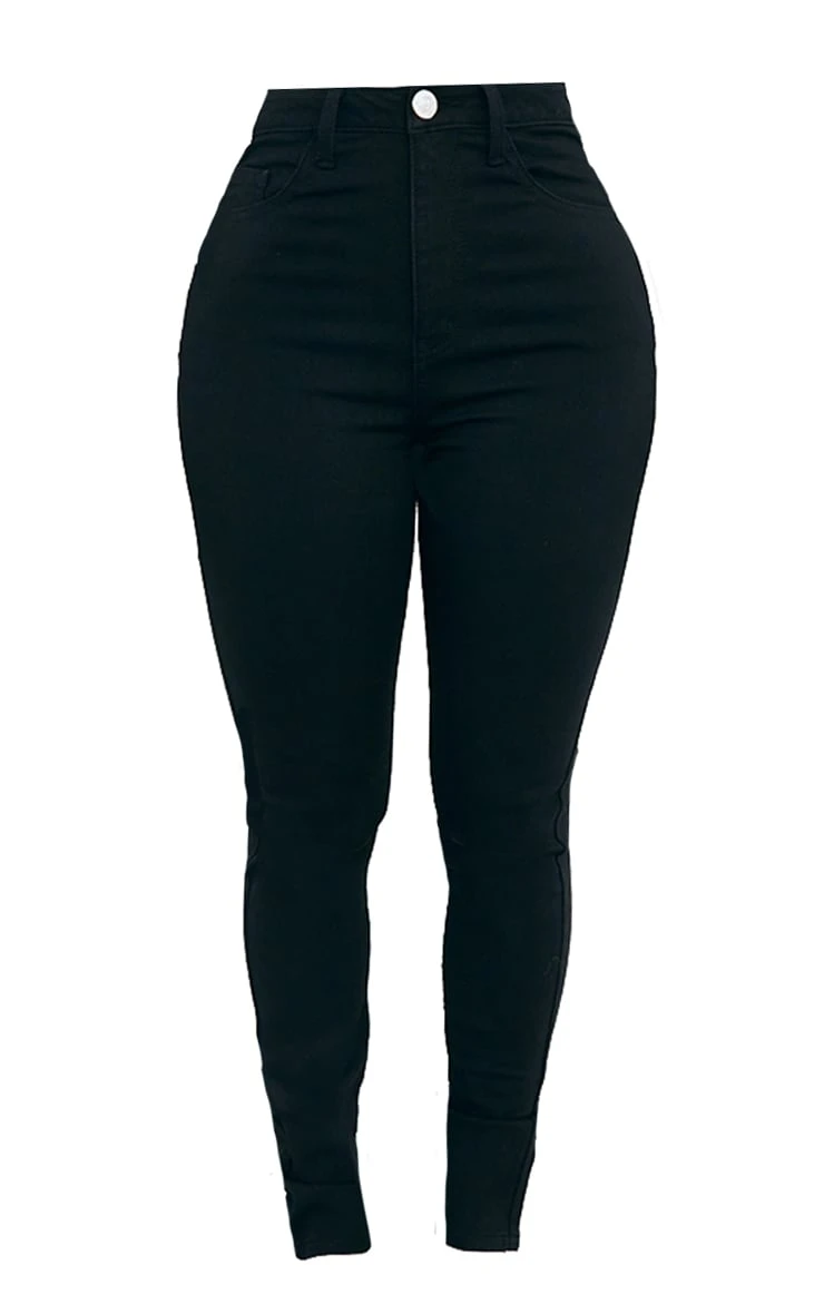 PRETTYLITTLETHING Shape Black Knee Rip Skinny Jeans 6 PRETTYLITTLETHING Shape Black Knee Rip Skinny Jeans - Image 6