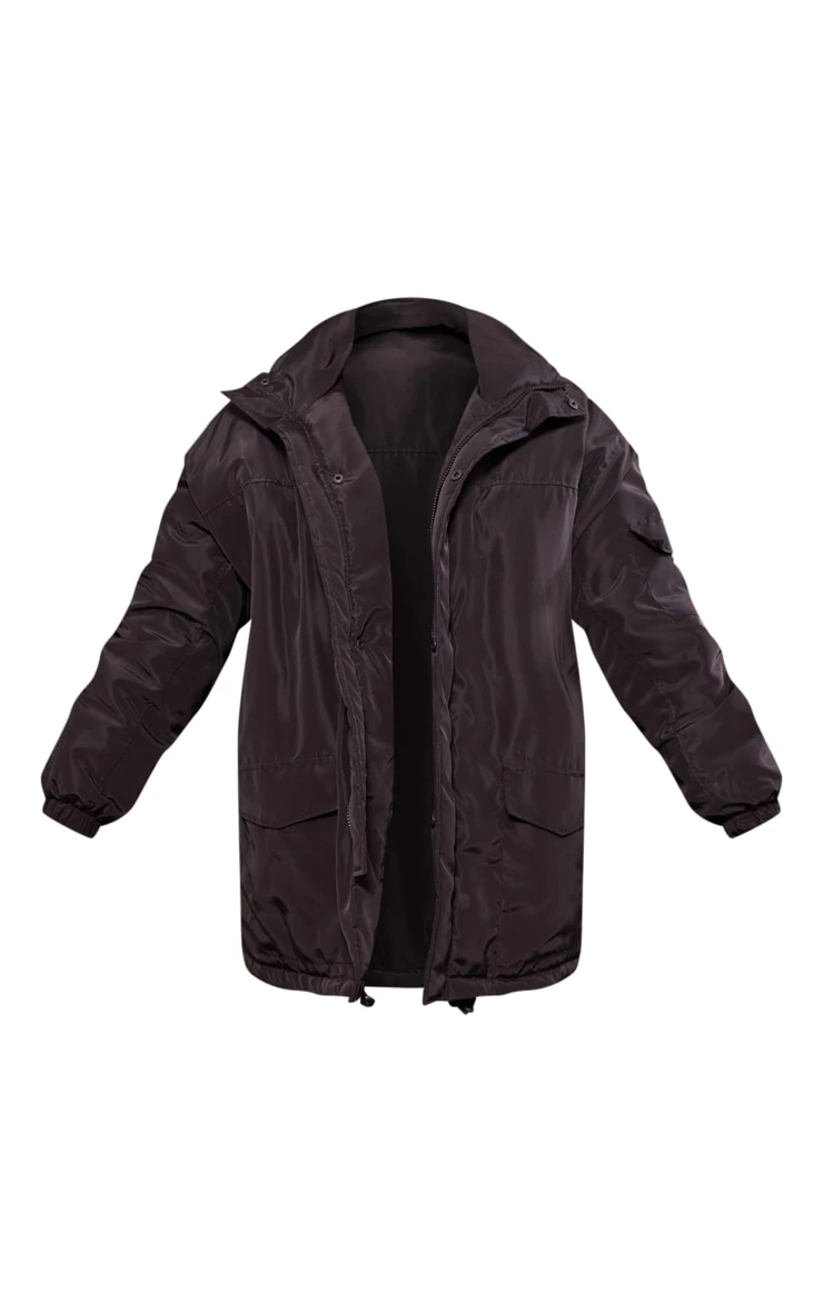 Black Oversized Pocket Detail Longline Jacket 5 Black Oversized Pocket Detail Longline Jacket - Image 5