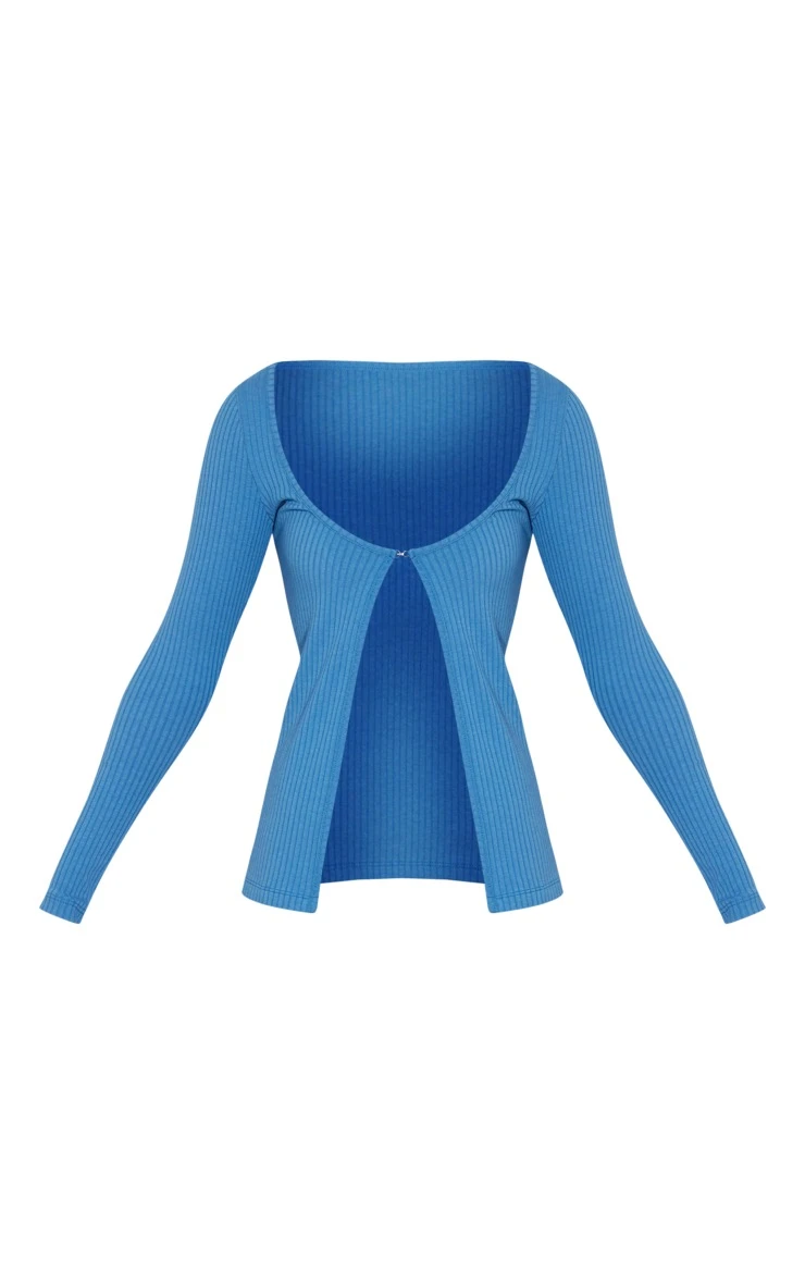 Steel Blue Soft Rib Cardigan 5 Steel Blue Soft Rib Cardigan - Image 5