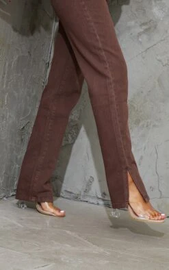 Brown Split Hem Straight Leg Jeans -Modern Wear Boutique ac255200a744cfca957c4382ef4ea0437c11df29 cmo4478 4