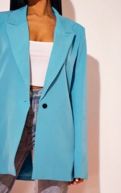 Blue Oversized Drapey Button Detail Blazer -Modern Wear Boutique acd2349004e09cb9256390ff657e580db477defa cmz1731 4