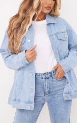 PRETTYLITTLETHING Light Blue Wash Oversized Boyfriend Denim Jacket -Modern Wear Boutique ad4bdd74b6b46197168458f4b256a1d80c086fb4 cmk8838 4