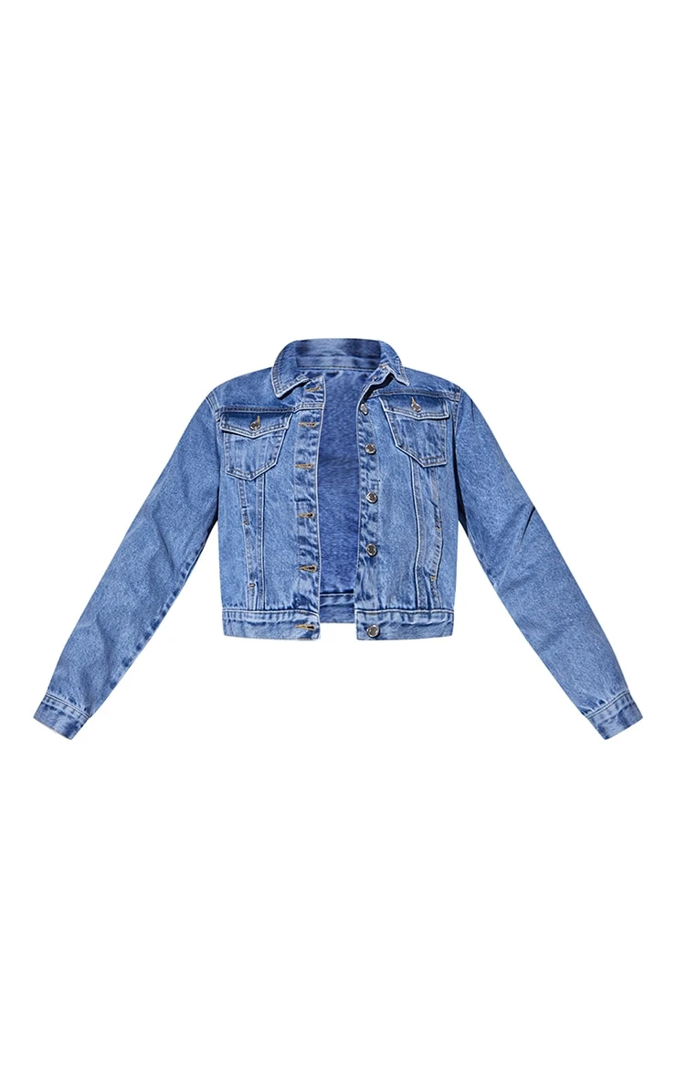Light Blue Wash Basic Cropped Denim Jacket 6 Light Blue Wash Basic Cropped Denim Jacket - Image 6