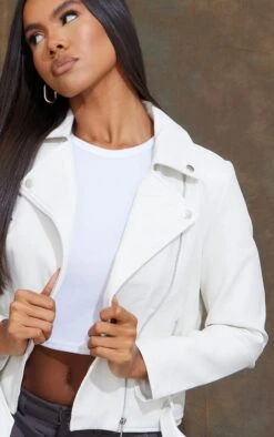 White Faux Leather Regular Fit Belted Biker Jacket -Modern Wear Boutique b013c62f46b5f396f1d2858fd0c8c63007c2c4a8 cms3799 4