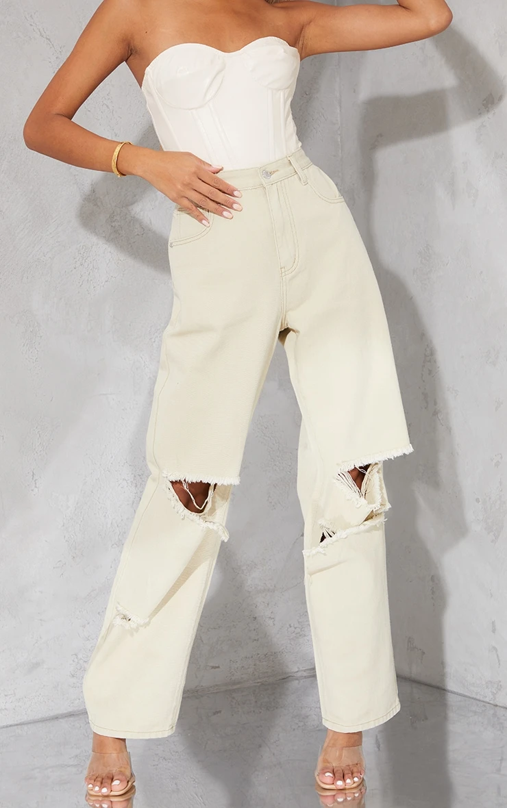 Washed Stone Baggy Low Rise Ripped Boyfriend Jeans 3 Washed Stone Baggy Low Rise Ripped Boyfriend Jeans - Image 3