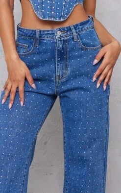 Mid Blue Wash Scattered Diamante Detail Wide Leg Jean -Modern Wear Boutique b1a8c8276e8fed78e19c88738510a173add5ee97 cna7293 4