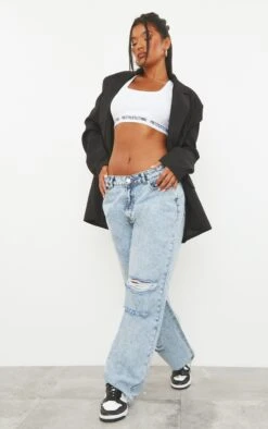Light Blue Acid Wash Baggy Ripped Low Rise Boyfriend Jeans