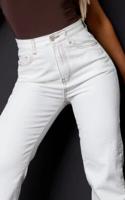 Off White Contrast Stitch Long Leg Straight Jeans -Modern Wear Boutique b2d2e63e5e613e0dccb4306f68c1b782a46ff6c5 cmk8867 4