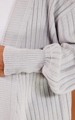 Grey Ribbed Knitted Midi Cardigan -Modern Wear Boutique b34f96e4313f68ff95320f352627e2f9b9a844ee cmb4321 4