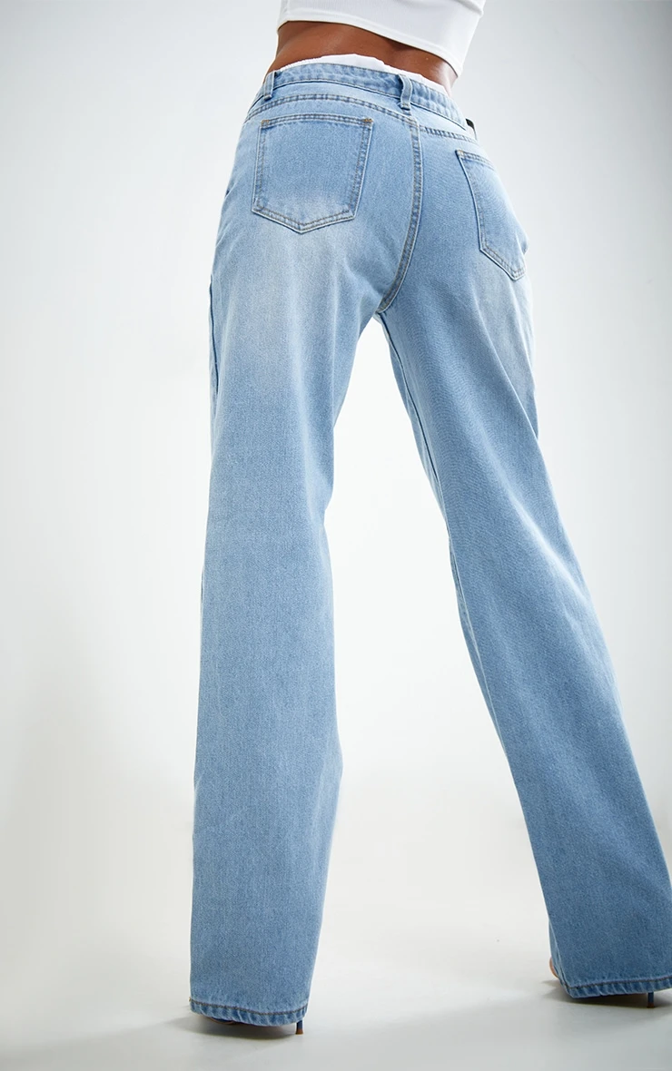 Light Blue Wash Mid Rise Straight Leg Jeans 4 Light Blue Wash Mid Rise Straight Leg Jeans - Image 4