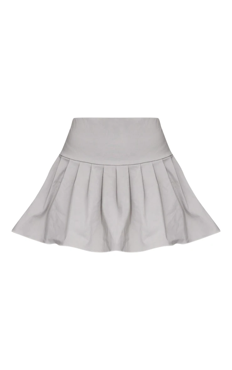 Light Grey Stretch Woven Low Rise Pleated Micro Mini Skirt 6 Light Grey Stretch Woven Low Rise Pleated Micro Mini Skirt - Image 6
