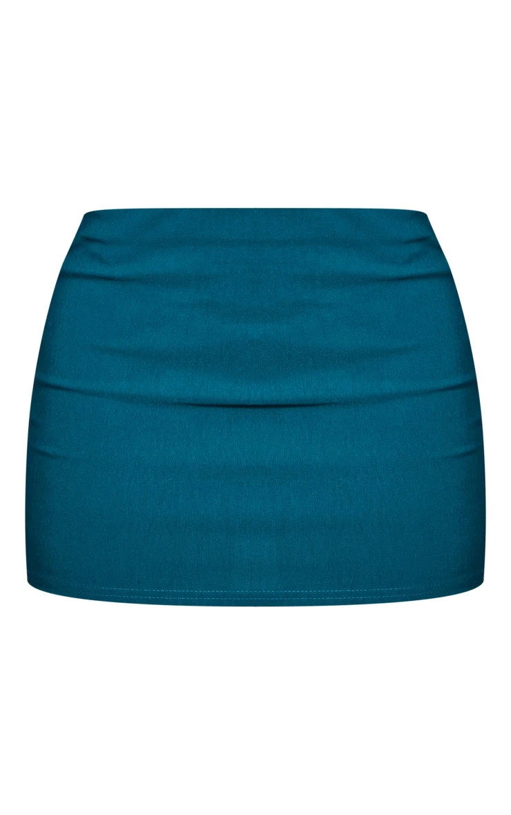 Dark Teal Stretch Woven Low Waist Micro Mini Skirt 6 Dark Teal Stretch Woven Low Waist Micro Mini Skirt - Image 6