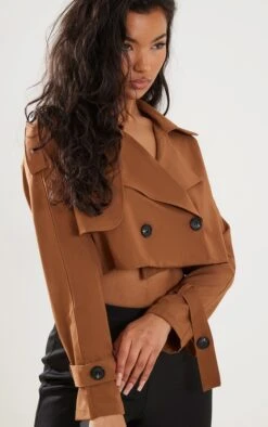 Camel Cropped Woven Trench Coat -Modern Wear Boutique b78e85a02f45b099f40c85a6062e416d8b2cba3b cnd3360 4