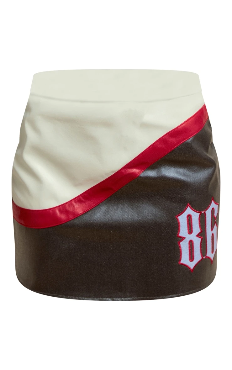 Grey Contrast Stripe Coated Denim Mini Skirt 6 Grey Contrast Stripe Coated Denim Mini Skirt - Image 6