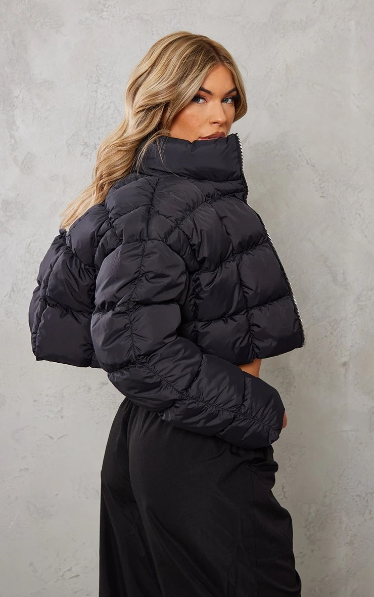 Black Square Quilted Cropped Puffer 2 Black Square Quilted Cropped Puffer - Image 2