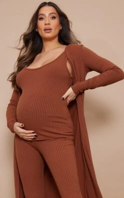 Maternity Chocolate Soft Ribbed Cardigan -Modern Wear Boutique ba2604c6133ff081f52e8a4c8e7c2c0f3f7b6d9b cnd0097 4
