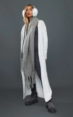 White Bobble Knit Maxi Cardigan
