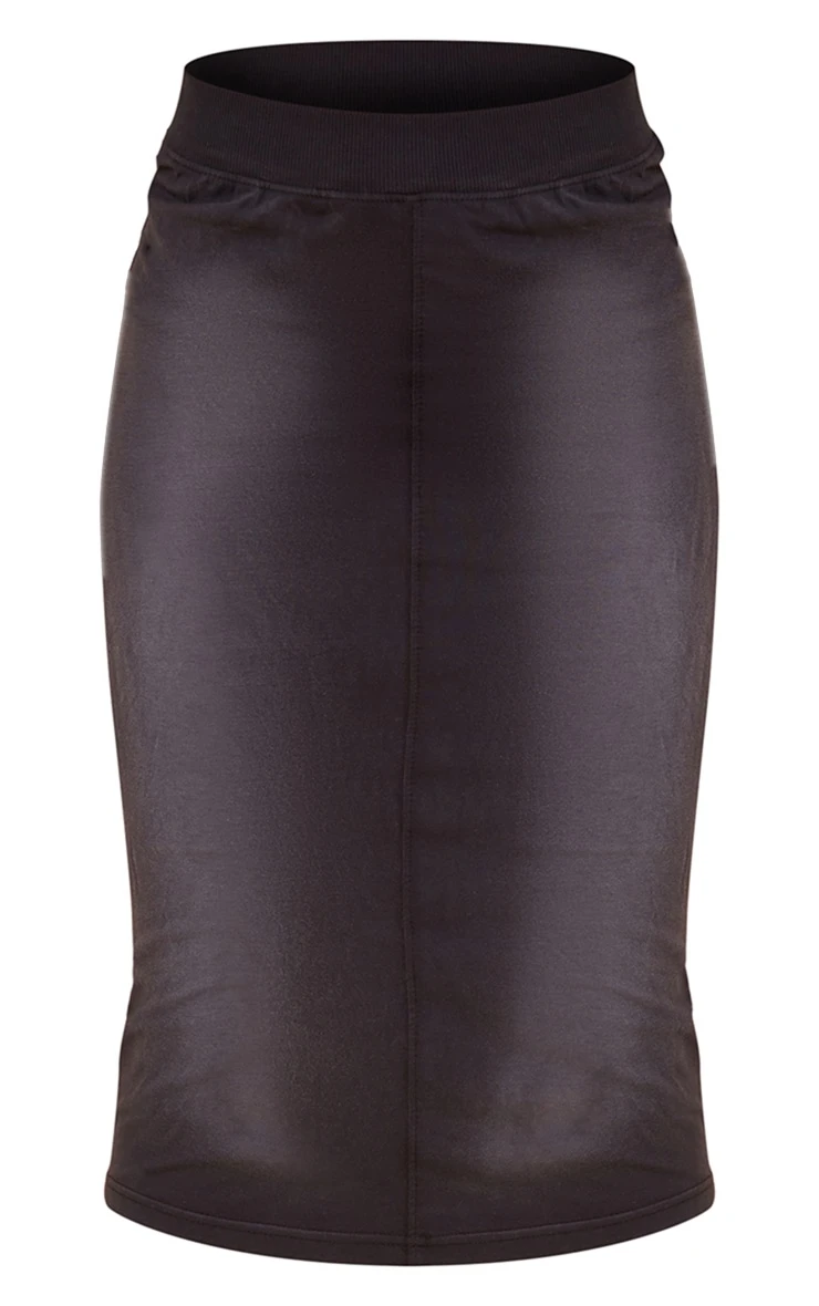 Charcoal Jersey Washed Binding Detail Midi Skirt 5 Charcoal Jersey Washed Binding Detail Midi Skirt - Image 5