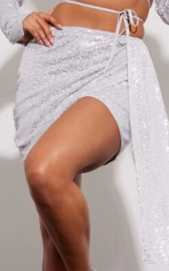 Silver Swirl Sequin Drape Side Mini Skirt -Modern Wear Boutique bca5cbca5cf86784231905f249e8e3b34133e2a8 cnb5409 5