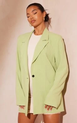 Pistachio Linen Look Oversized Drapey Button Detail Blazer -Modern Wear Boutique bd3367de83b6cab14e1a9015bc7d6ed2dcf71879 cmw7195 3