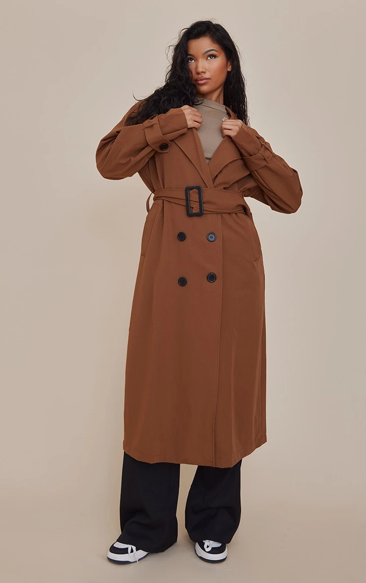 Camel Belted Military Trim Trench Coat 3 Camel Belted Military Trim Trench Coat - Image 3