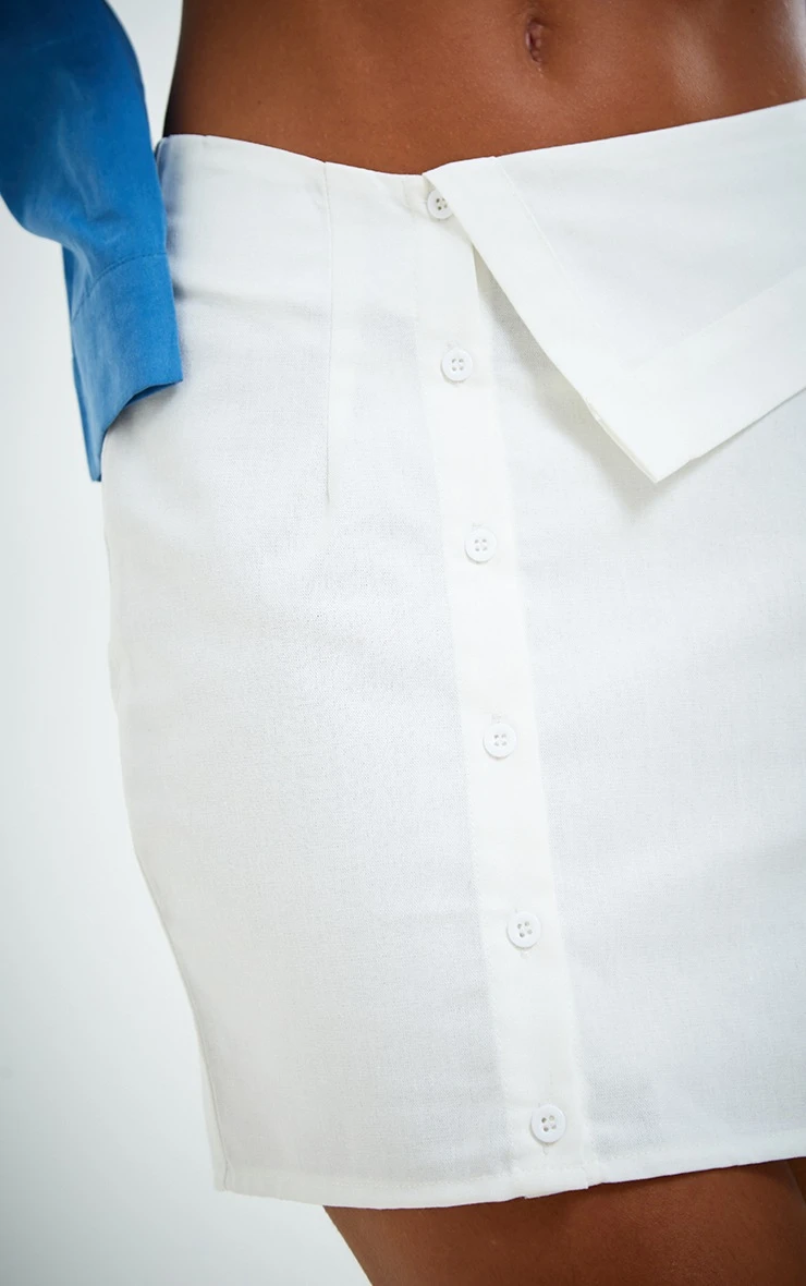 White Cotton Fold Over Asymmetric Mini Skirt 5 White Cotton Fold Over Asymmetric Mini Skirt - Image 5