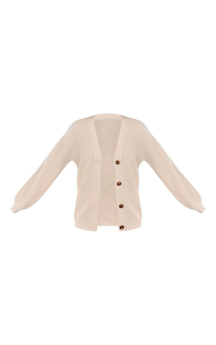 Off White Brushed Button Front Oversized Knit Cardigan 5 Off White Brushed Button Front Oversized Knit Cardigan - Image 5