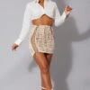 Nude Lace Up Ruched Detail Mini Skirt