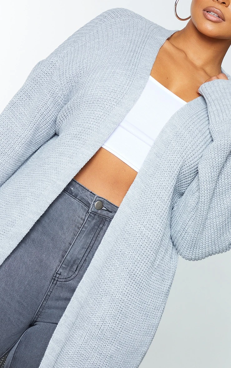 Plus Light Grey Maxi Knitted Cardigan 5 Plus Light Grey Maxi Knitted Cardigan - Image 5