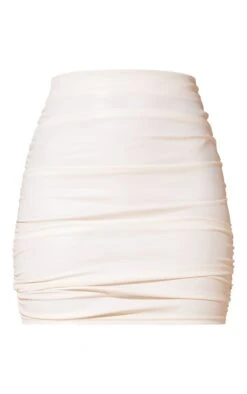 White Faux Leather Ruched Detailed Mini Skirt -Modern Wear Boutique c9693feb373ba675ee5c159601bee8b3138e664d cmw0599 6