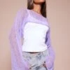 Lilac Open Knit Oversized Cropped Sleeves