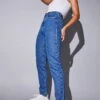 Mid Blue Wash Basic Straight Leg Jeans